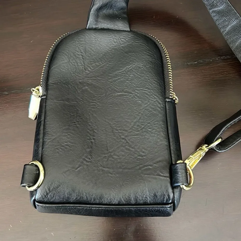 Inicat Small Crossbody Purse Vegan Black Leather